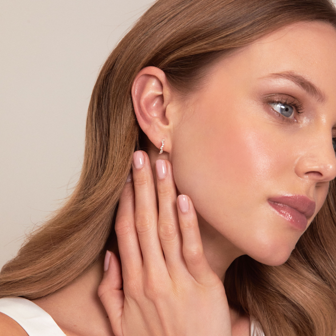 Gold Curved Diamond Style Huggie Hoop Earrings