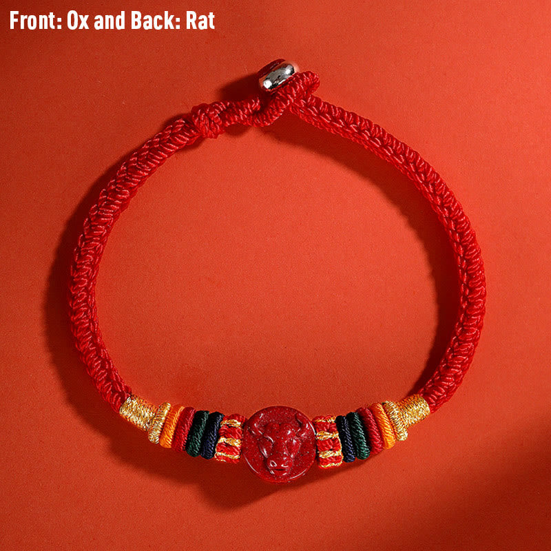 Buddha Stones Year of the Dragon 925 Sterling Silver Chinese Zodiac Cinnabar Auspicious Matches Blessing Bracelet