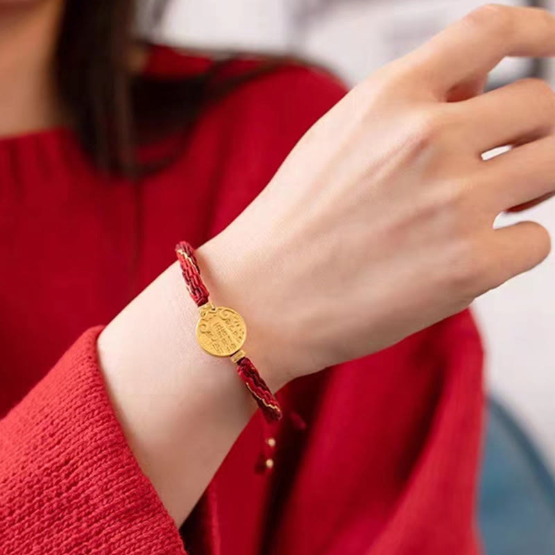 Pulsera trenzada hecha a mano con nudo de reencarnación y protección de los dioses de la riqueza, piedras de Buda y cinco direcciones