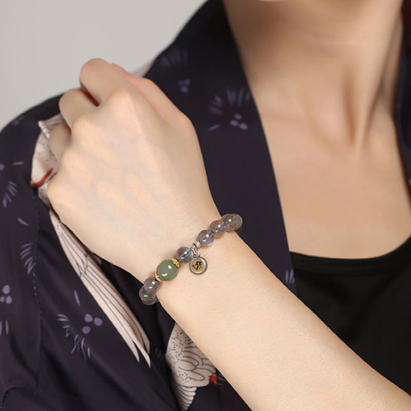 Pulsera positiva de jade hetiano con piedras de Buda del zodíaco chino, plata de ley 925 y piedra lunar natural.