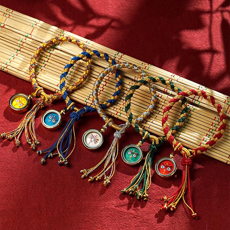 Pulsera trenzada de escamas de dragón tibetano de los Cinco Dioses de la Riqueza, hecha a mano con piedras de Buda