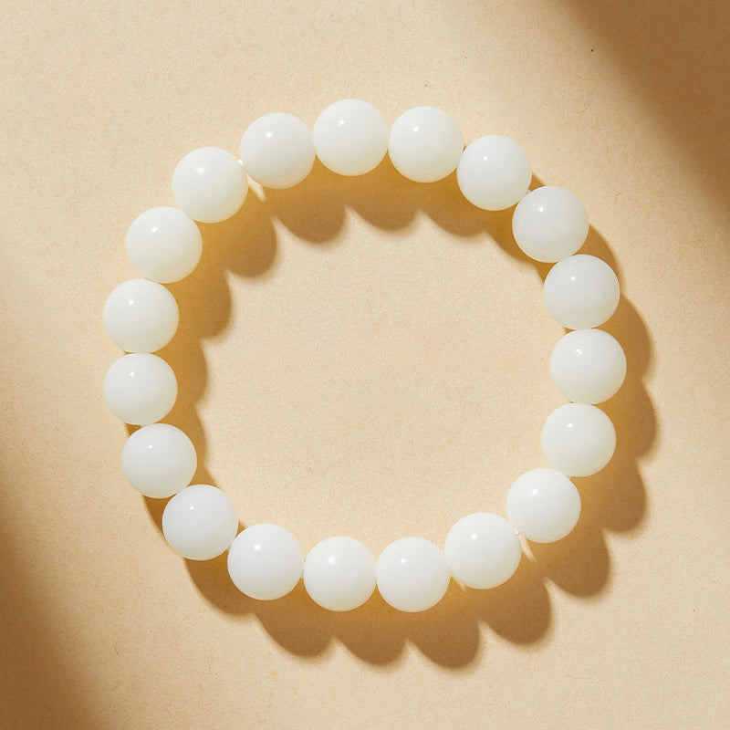 Natural White Jade Bodhi Bead Bracelet Buddhist Beads