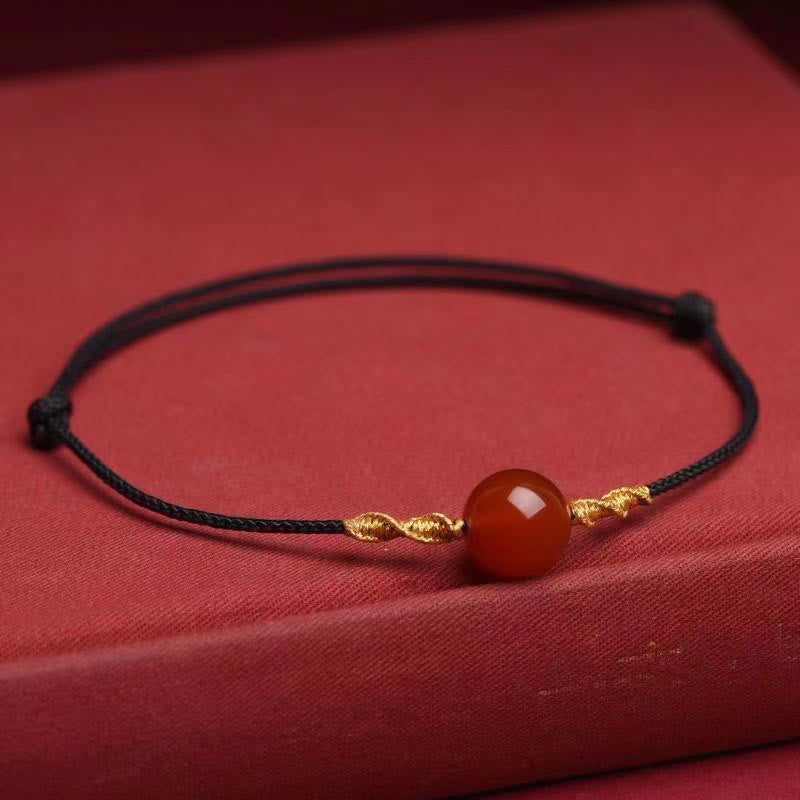Buddha Stones Natürlicher roter Achat Katzenauge Ruhiges geflochtenes Armband mit Halskette und Anhänger