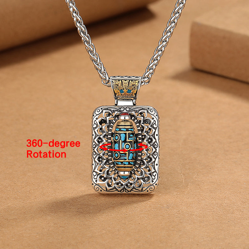 Buddha-Steine Neun-Augen-Dzi-Perlen-Design Kupfer Heilung drehbare Halskette Anhänger