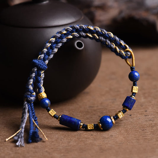 Pulsera de cuerda positiva con cuentas de lazurita natural hecha a mano con piedras de Buda