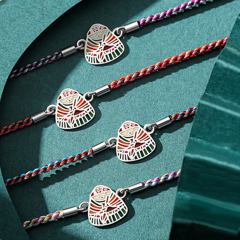 Buddha Stones 925 Sterling Silber Zongzi Muster Glück Mehrfarbig Handgefertigtes Armband