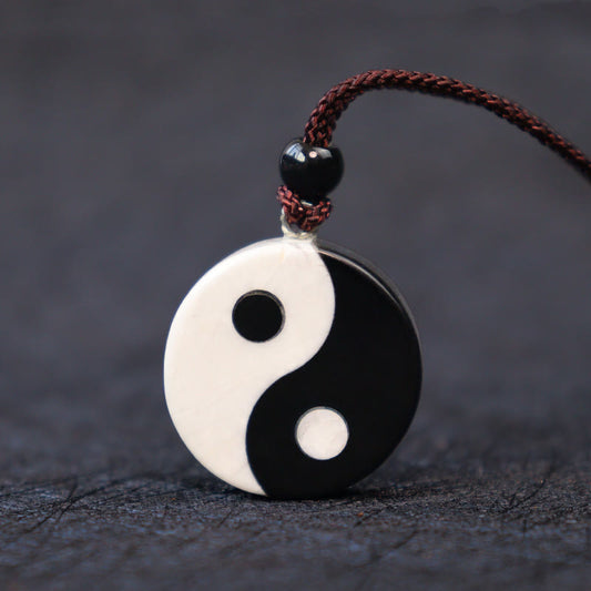 Collar con colgante de piedra de Buda, obsidiana negra natural, turquesa blanca, Yin Yang, fuerza de cumplimiento