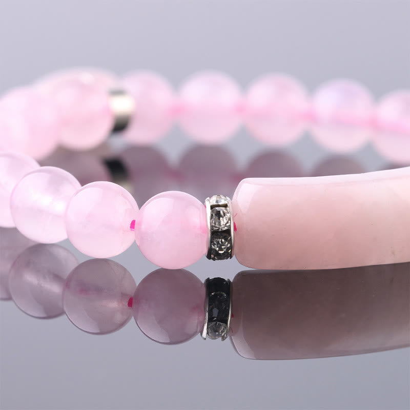 Buddha Stones Naturquarz Liebesherz Heilperlen Armband