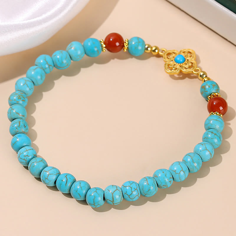 Buddha Stones Türkis Perlen Schutz Balance Armband