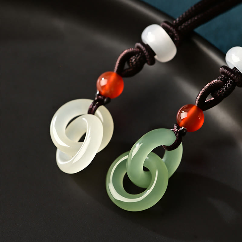 Collar con colgante de jade blanco y cian natural de Buda con doble hebilla de paz y éxito