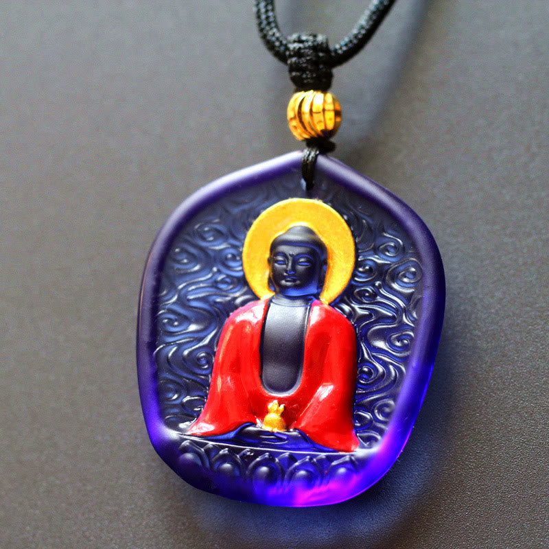Collar con colgante de cristal de compasión de Liuli, Buda de la Medicina del Tíbet, piedras de Buda