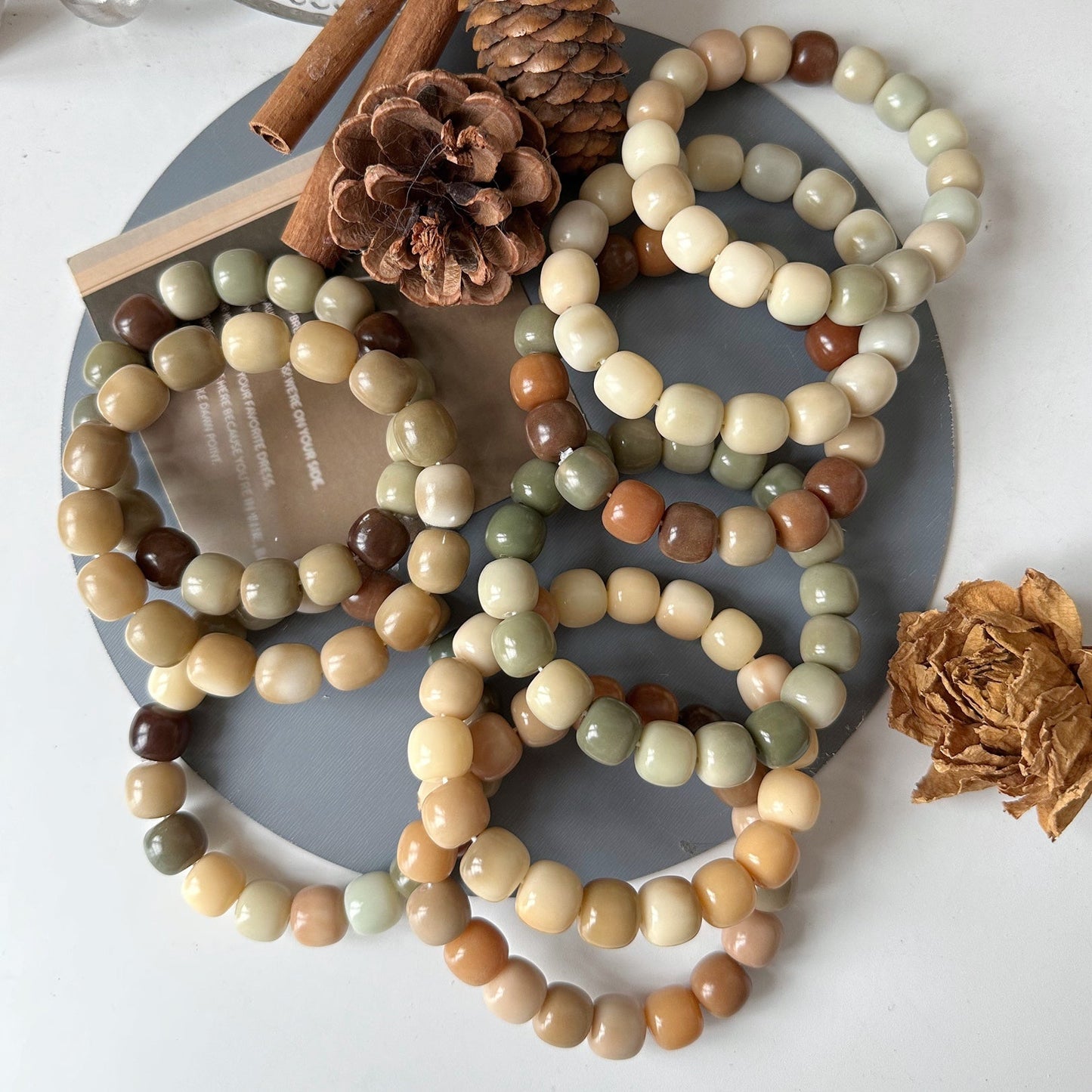 Milk Coffee Color Multicolored Bodhi Bracelet 12mm (Multiple Colors Available)