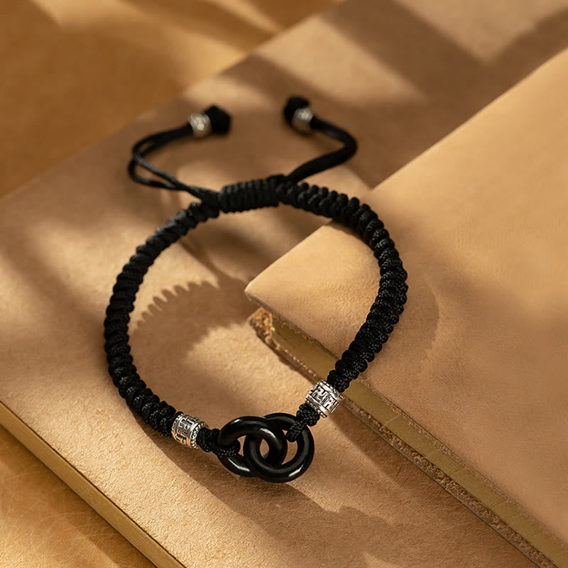 Pulsera de la suerte con piedras de Buda, jade negro hetiano natural, doble hebilla de la paz y símbolo de la esvástica, en plata de ley 925
