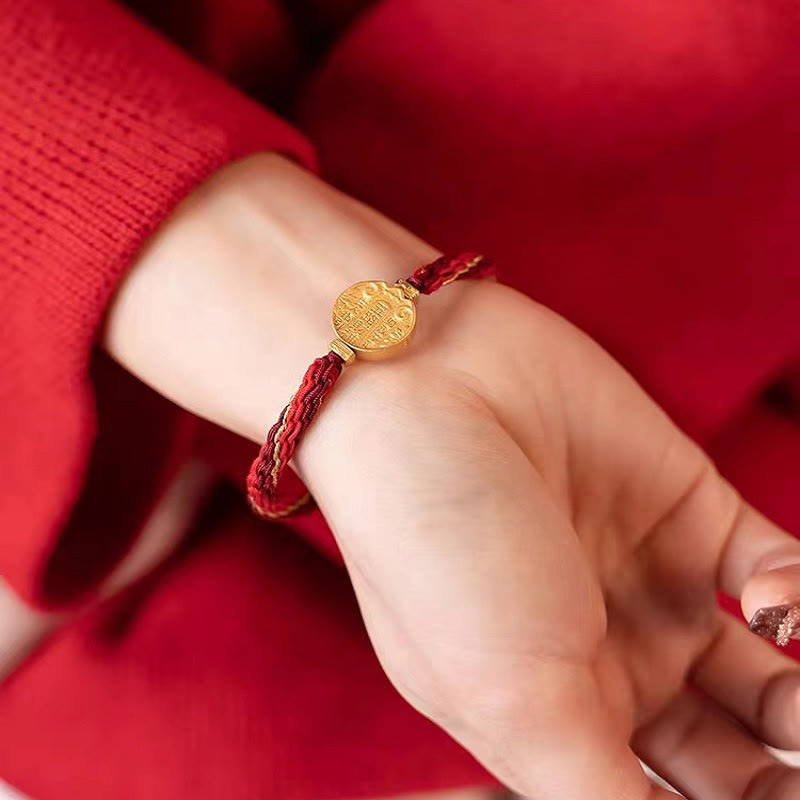 Pulsera trenzada hecha a mano con nudo de reencarnación y protección de los dioses de la riqueza, piedras de Buda y cinco direcciones