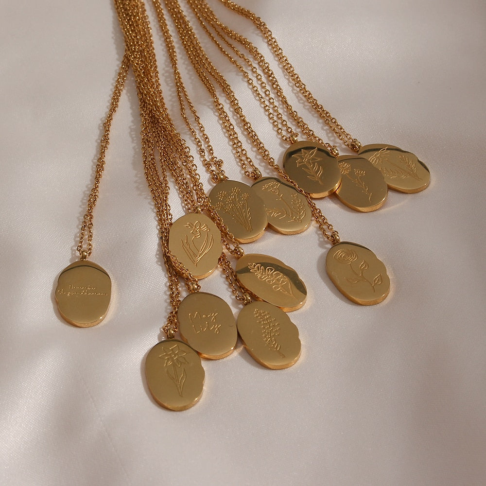 Collar de moneda ovalada Fleur