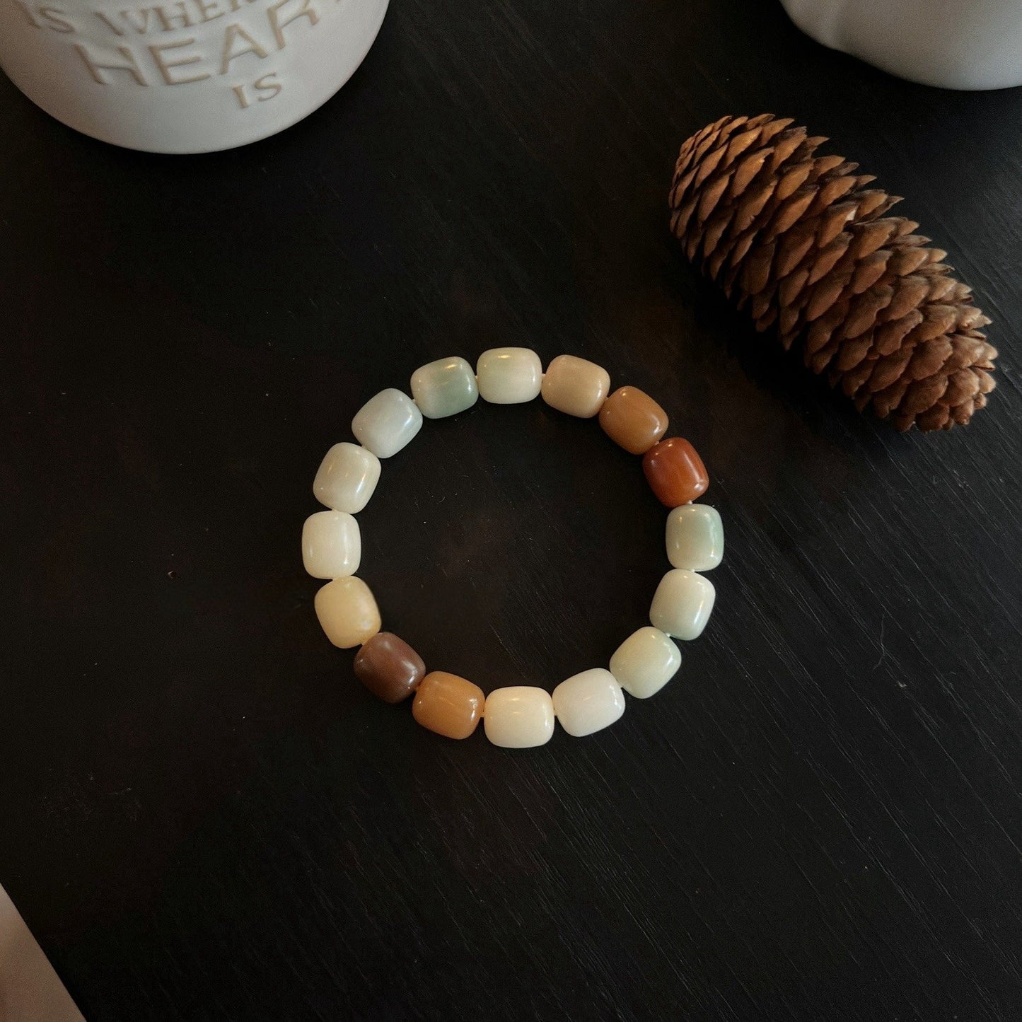 Rice Cake Milk Coffee Series Bodhi Bead Bracelet - Touch Bling