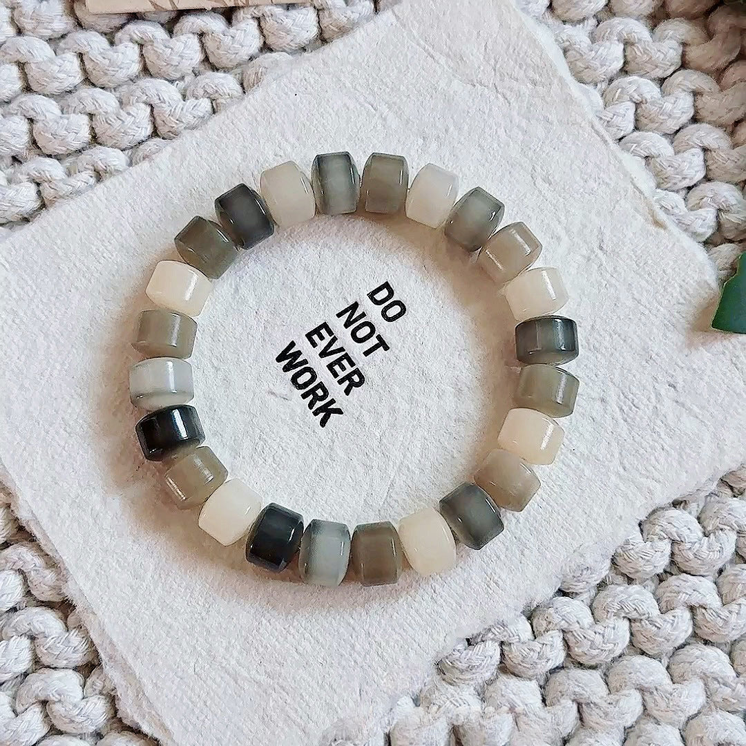 Premium Mini Golden Wheel Beads Mint Iced Tea Multi-Treasure White Jade Bodhi Bead Bracelet - Touch Bling
