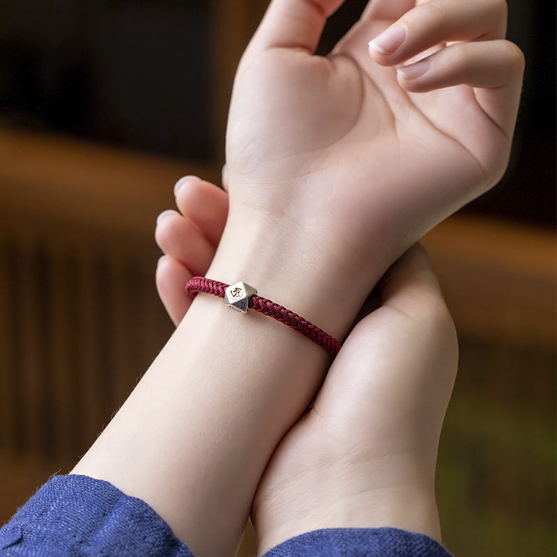 Pulsera trenzada con piedras de Buda en plata de ley 925, hecha a mano, con el zodíaco chino y la protección de la suerte.