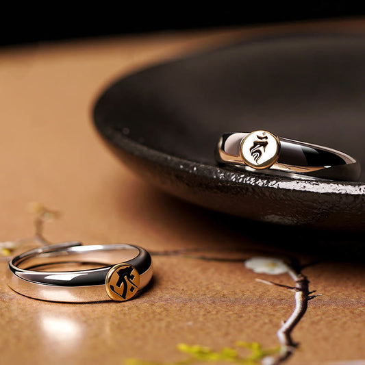 Anillo de paz de Buda Natal con piedras de Buda tibetanas Om Mani Padme Hum talladas del zodíaco chino