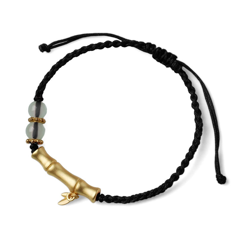 Pulsera trenzada con diseño de bambú y piedras de Buda para la suerte y la fuerza