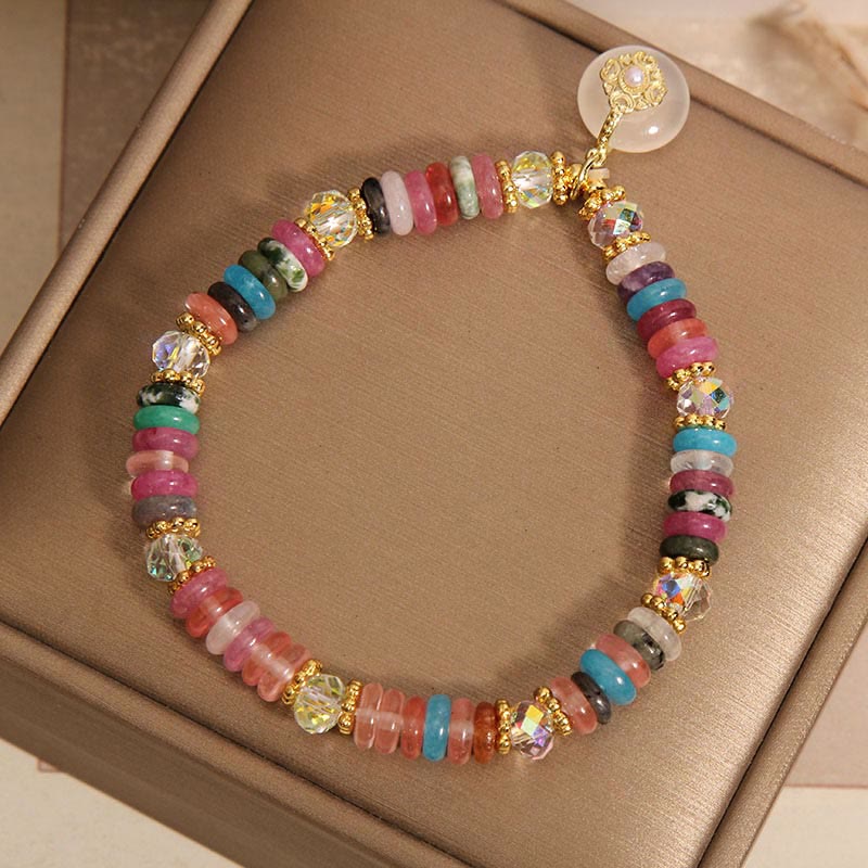 Pulsera auspiciosa con hebilla de paz de varios cristales y piedras de Buda
