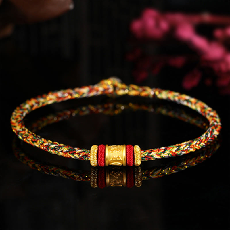 Pulsera de cuentas de la suerte con piedras de Buda del Tíbet, oro 999, con grabado Om Mani Padme Hum