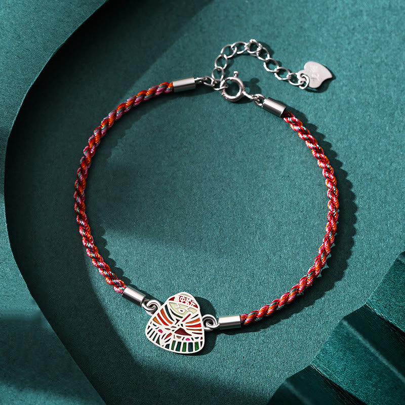 Buddha Stones 925 Sterling Silber Zongzi Muster Glück Mehrfarbig Handgefertigtes Armband