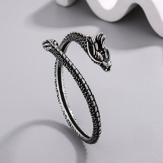 Pulsera de protección de la suerte con diseño de escamas de dragón y piedras de Buda