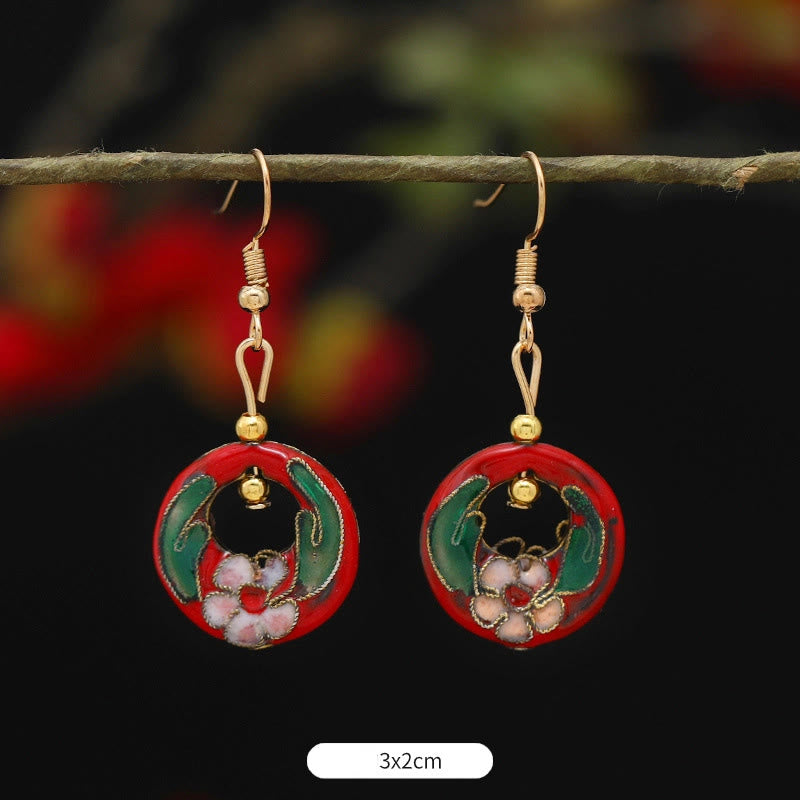 Pendientes colgantes de cobre con diseño de flor de loto y mariposa de Buda y piedras de iluminación