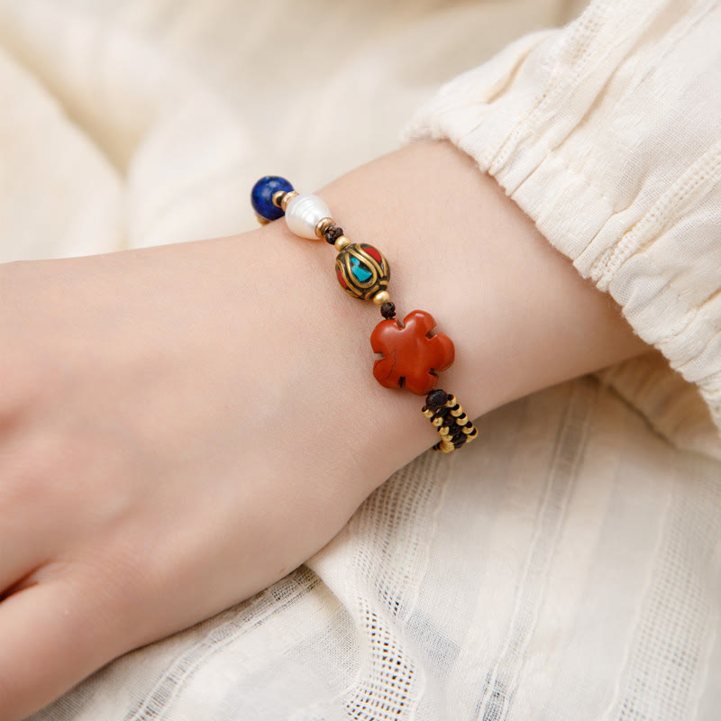 Armband mit tibetischen Buddha-Steinen, Türkis, Om Mani Padme Hum, Schutz und Stärke