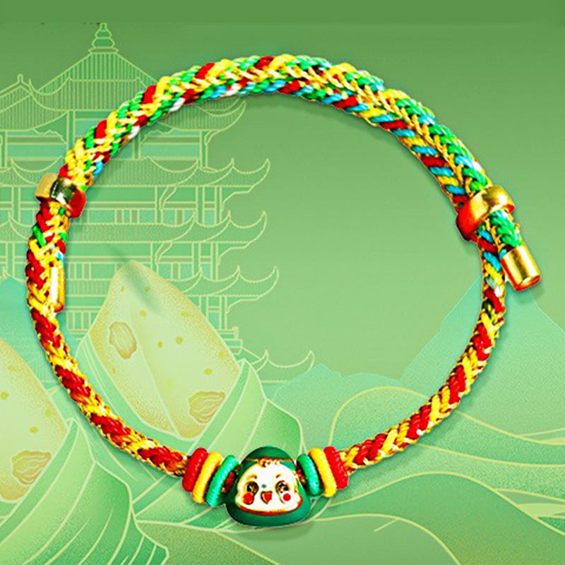 Buddha-Steine, buntes Seil, Zongzi-Muster, Fu-Charakter, Glück, handgefertigtes Armband