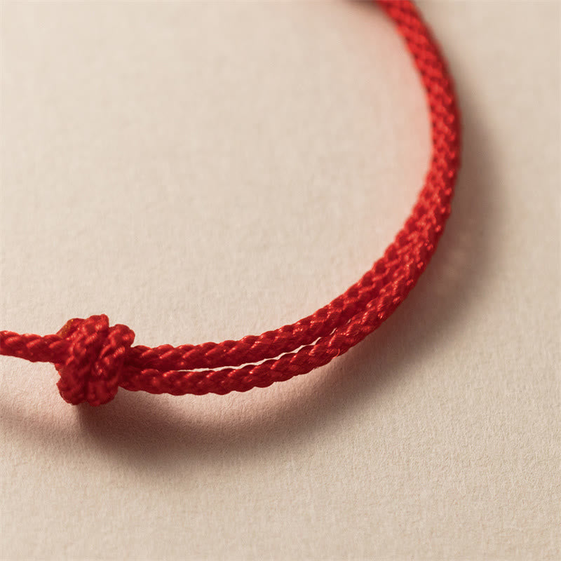 Buddha Stones Year of the Dragon 925 Sterling Silver Handmade Dragon Carved Success Braided Red Bracelet