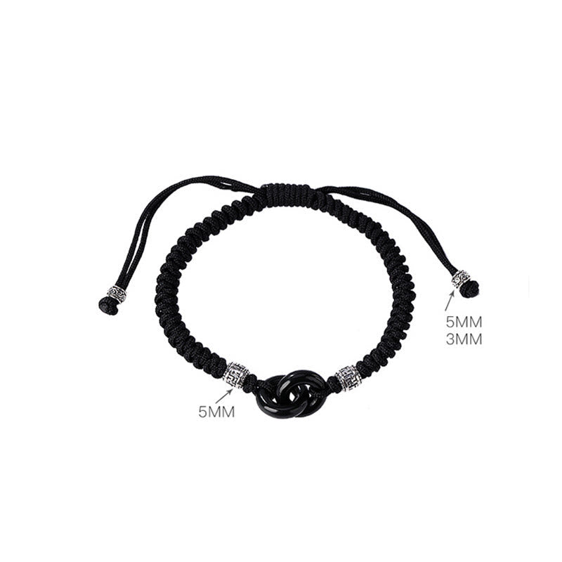 Pulsera de la suerte con piedras de Buda, jade negro hetiano natural, doble hebilla de la paz y símbolo de la esvástica, en plata de ley 925
