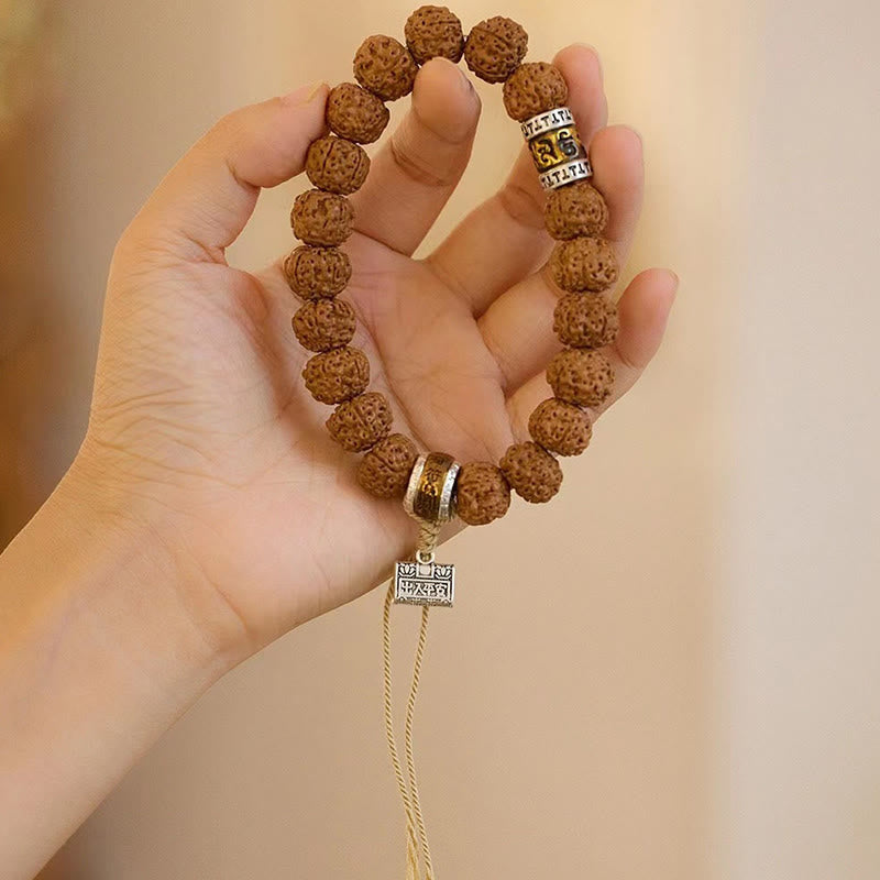 Pulsera tibetana de Rudraksha Bodhi con piedras de Buda y semillas de Bodhi.