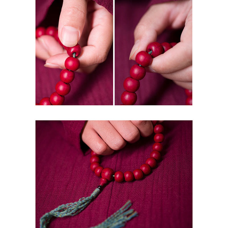 Mala de muñeca de madera de Abelia Biflora con piedras de Buda que aleja los malos espíritus