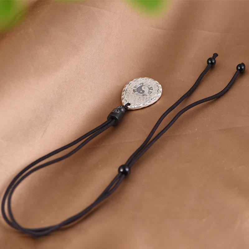 Collar con colgante de plata de ley 999 con diseño de gota de agua y Yin Yang Bagua, piedras de Buda, armonía y equilibrio