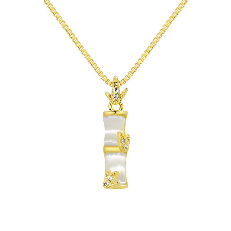 Collar con colgante de armonía con diseño de bambú y calcedonia de piedras de Buda