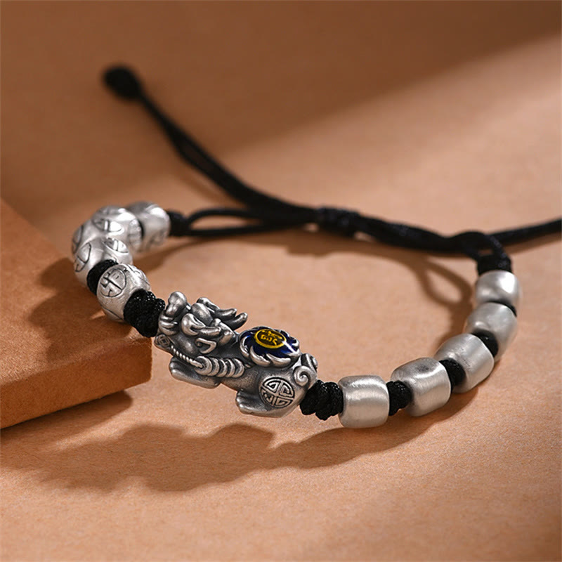 Pulsera Feng Shui con piedras de Buda y cinco monedas imperiales PiXiu para proteger la riqueza