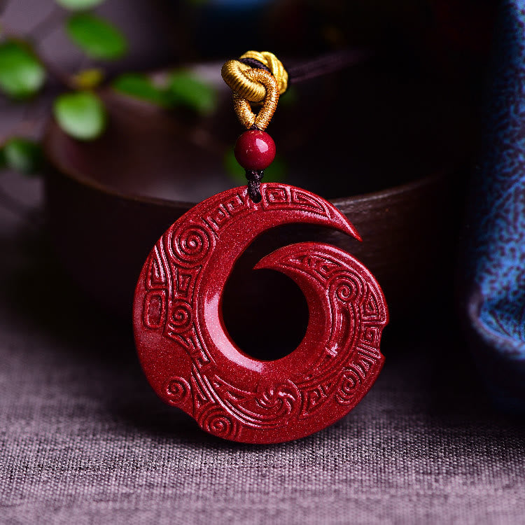 Buddha Stones One's Luck Improves Design Patern Natural Cinnabar Blessing Halskettenanhänger
