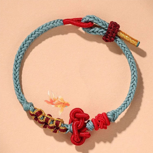 Pulsera trenzada con nudo Wenchang, hecha a mano, con piedras de Buda y fuerza de la suerte