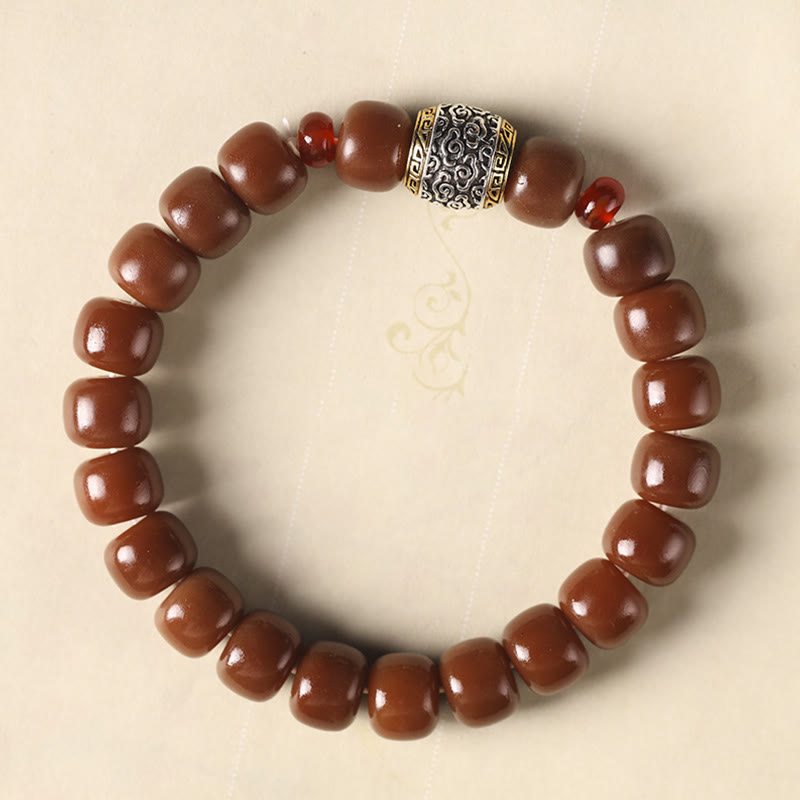 Pulsera de la paz con cuentas de Buda, semillas de Bodhi, nube auspiciosa y carácter Fu