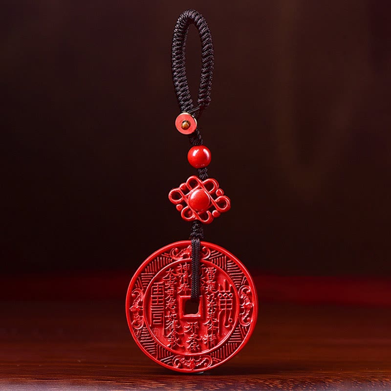 Collar con colgante y llavero de bendición Bagua con piedras de Buda, cinabrio natural, fantasmas de montaña, gastar dinero