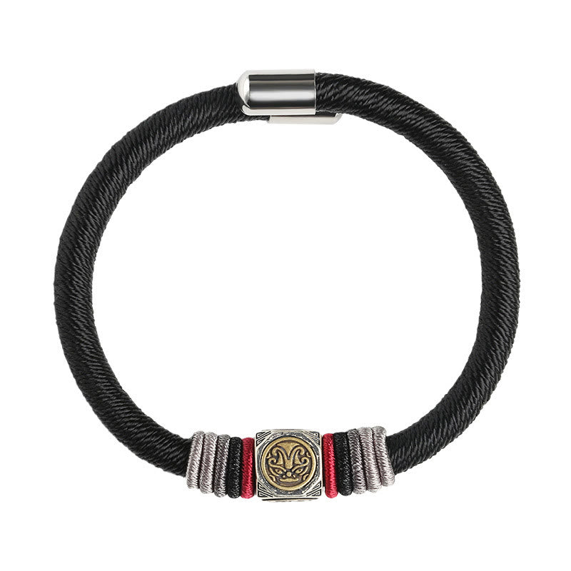 Buddha Stones 925 Sterling Silber Perfekter Knoten King Kong Knoten Glaube Stärke Armband