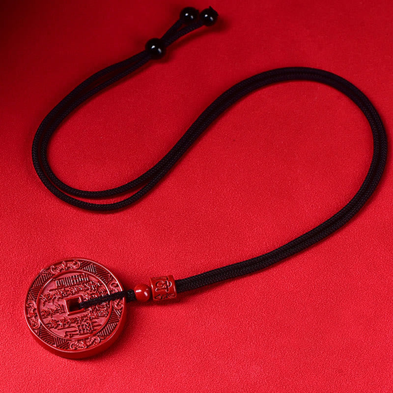 Collar con colgante y llavero de bendición Bagua con piedras de Buda, cinabrio natural, fantasmas de montaña, gastar dinero