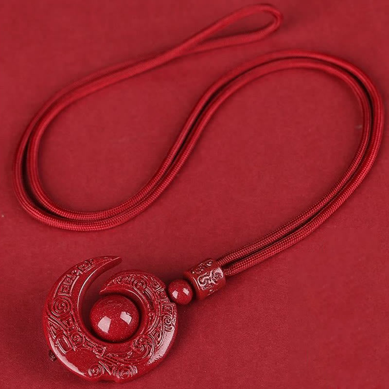 Colgante de collar con diseño de piedras de Buda que mejoran la suerte y la concentración de cinabrio natural.