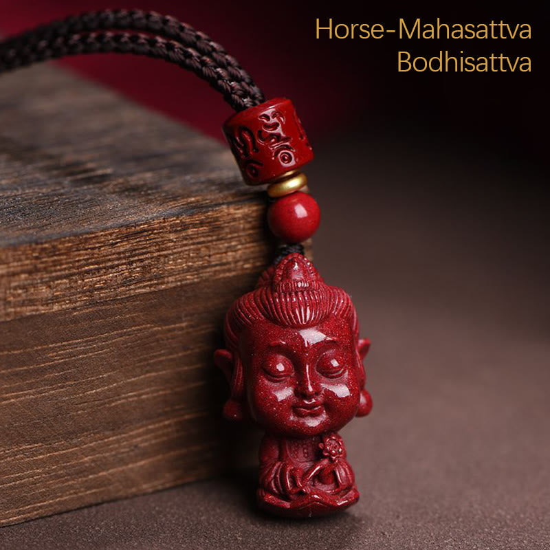 Collar con colgante de cinabrio natural con piedras de Buda del zodíaco chino para alejar los malos espíritus.