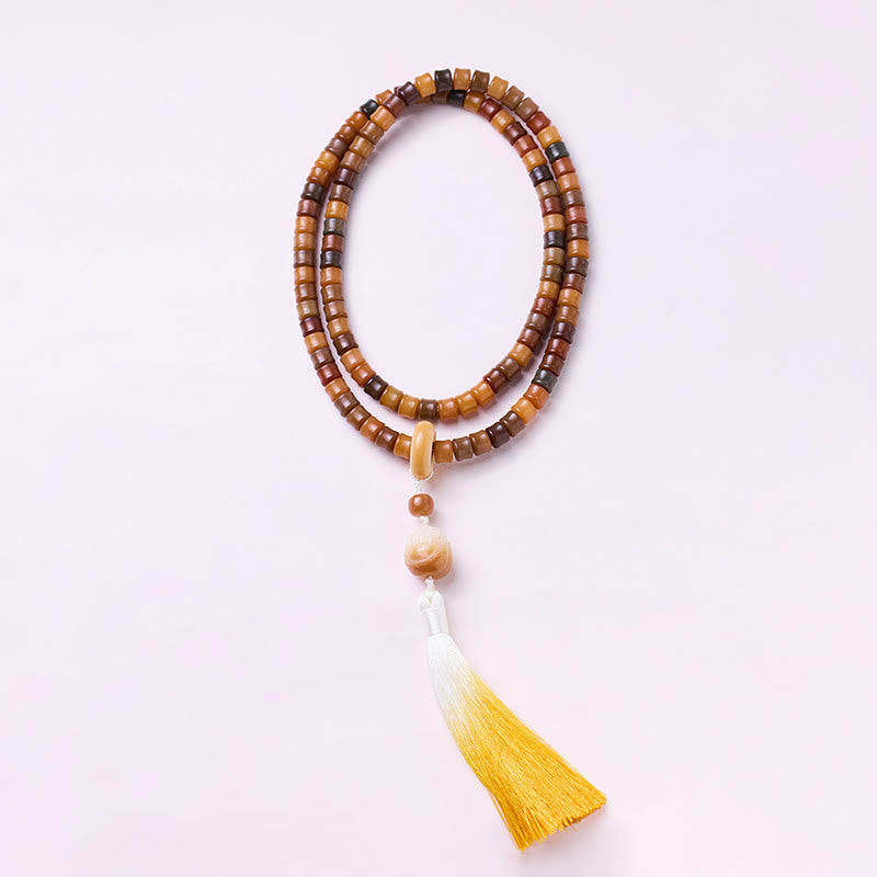 Pulsera de armonía con 108 cuentas de mala, semillas de Bodhi y mano de Buda grabada con loto