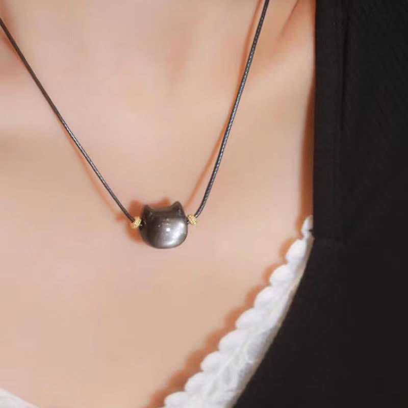 Pulsera de protección con piedras de Buda, obsidiana dorada y obsidiana plateada con brillo, con forma de pata de gato de la suerte.