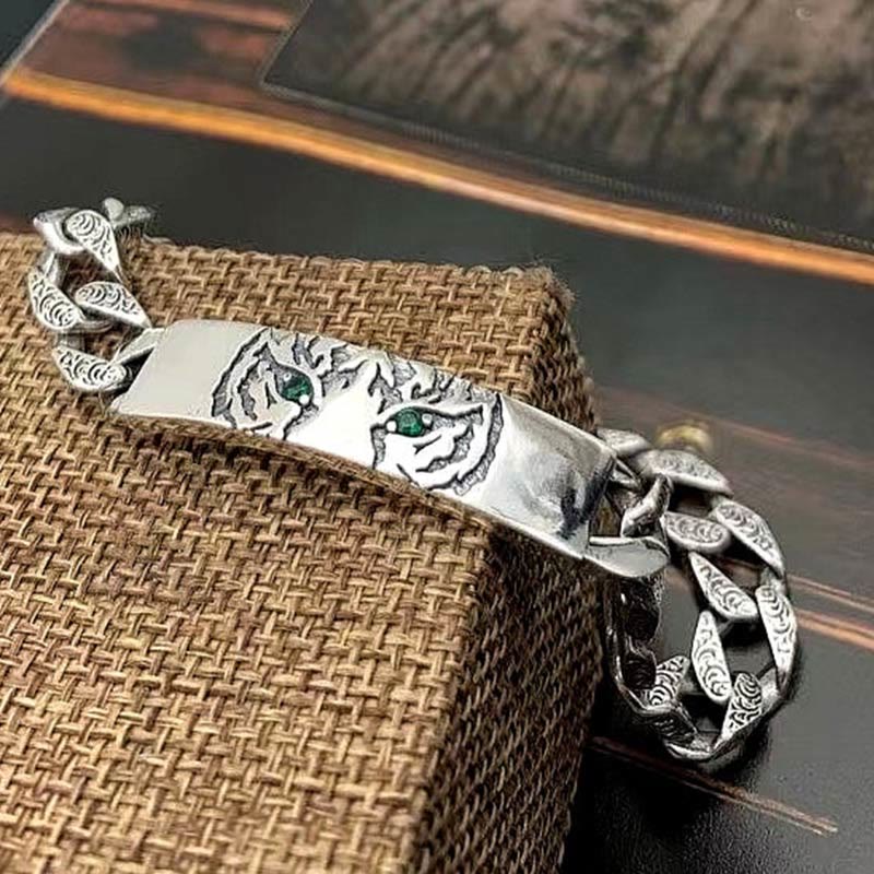 Pulsera de cadena de cobre con diseño floral de la dinastía Tang y piedras de Buda