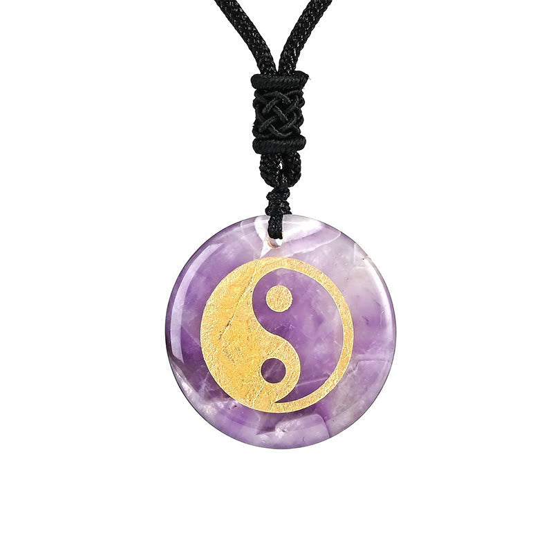 Collar con colgante espiritual Yin Yang, piedras de Buda, varios cristales, amatista, ojo de tigre, aventurina verde